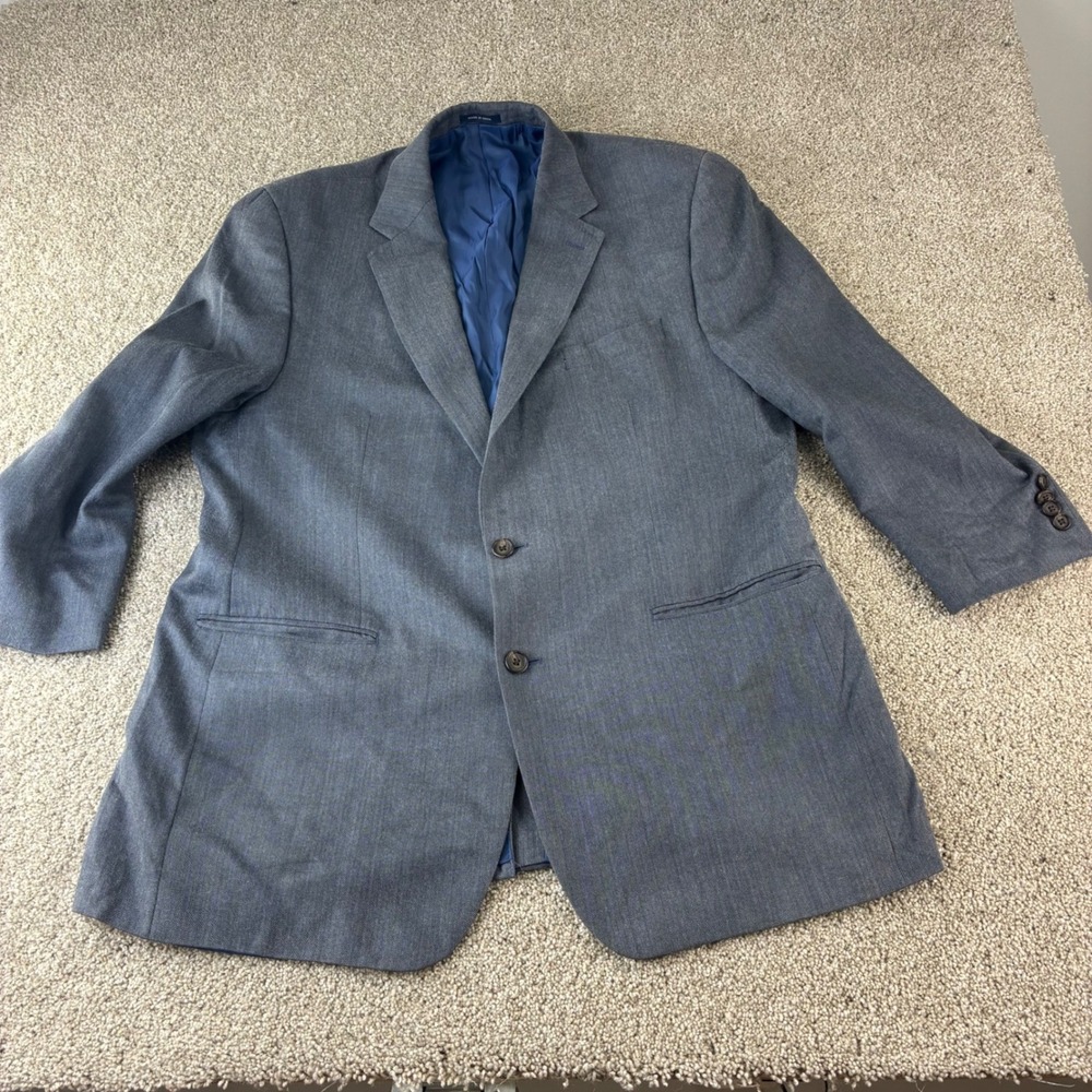Ralph Lauren Dillard's Gray Herringbone Wool Silk Blazer Jacket 46L Career